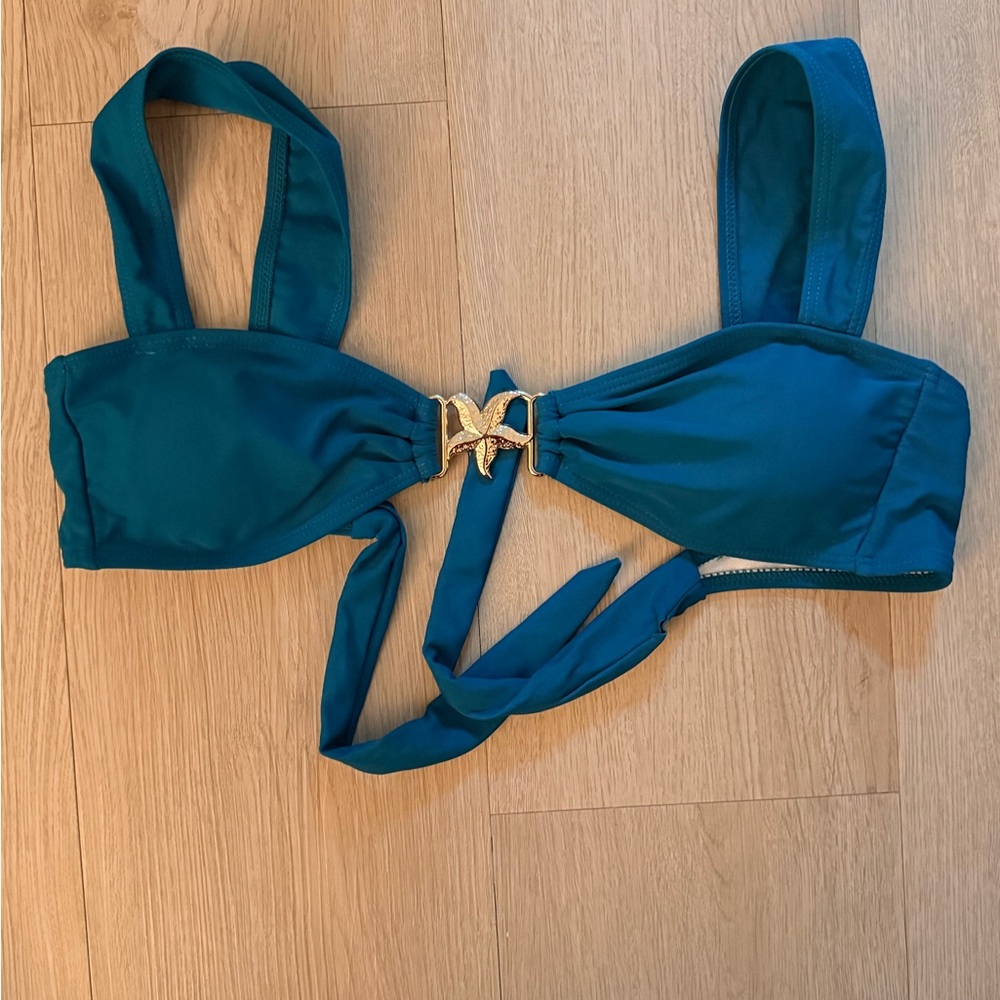 Teal Bikini Top with Gold Accent